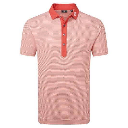 FootJoy Golf Feeder Stripe Pique Polo Shirt 2026 - 39245 Nantucket Red M