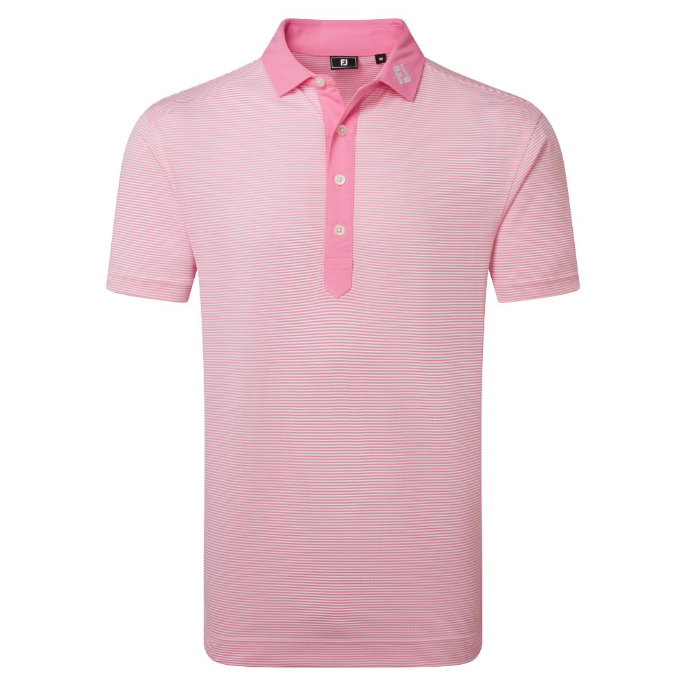 FootJoy Golf Feeder Stripe Pique Polo Shirt 2026 - 39247 Pink Pop M