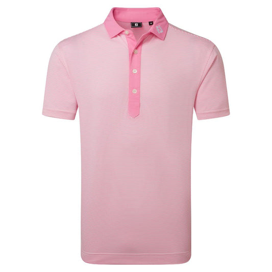 FootJoy Golf Feeder Stripe Pique Polo Shirt 2026 - 39247 Pink Pop M