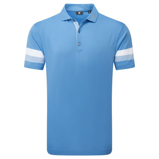 FootJoy Golf Sleeve Stripe Pique Polo Shirt 2026 - 39279 Coastal Blue / Chambray / White M