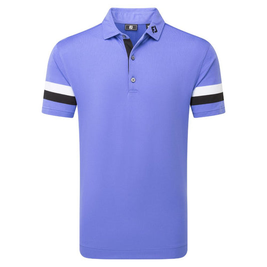 FootJoy Golf Sleeve Stripe Pique Polo Shirt 2026 - 39427 Vivid Violet / Black / White M