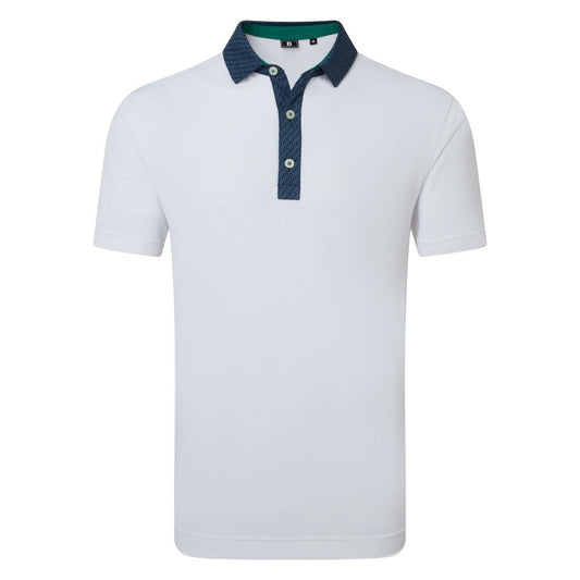 FootJoy Golf Star Geo Trim Pique Polo Shirt 2026 - 39286 White / Navy M