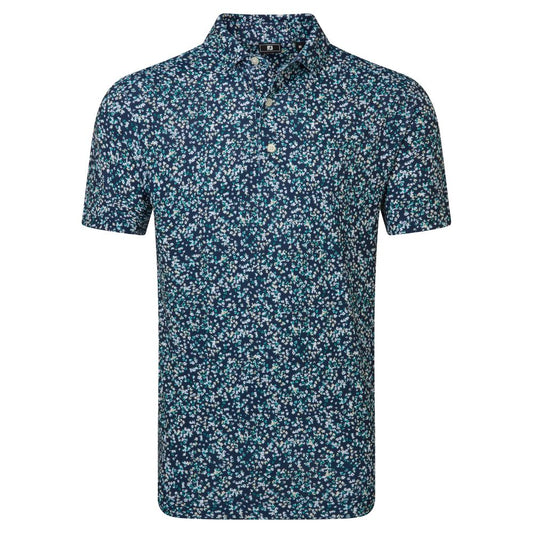 FootJoy Golf Watercolour Floral Print Pique Polo Shirt 2026 - 39274 Navy / Sunshine / Field Green M