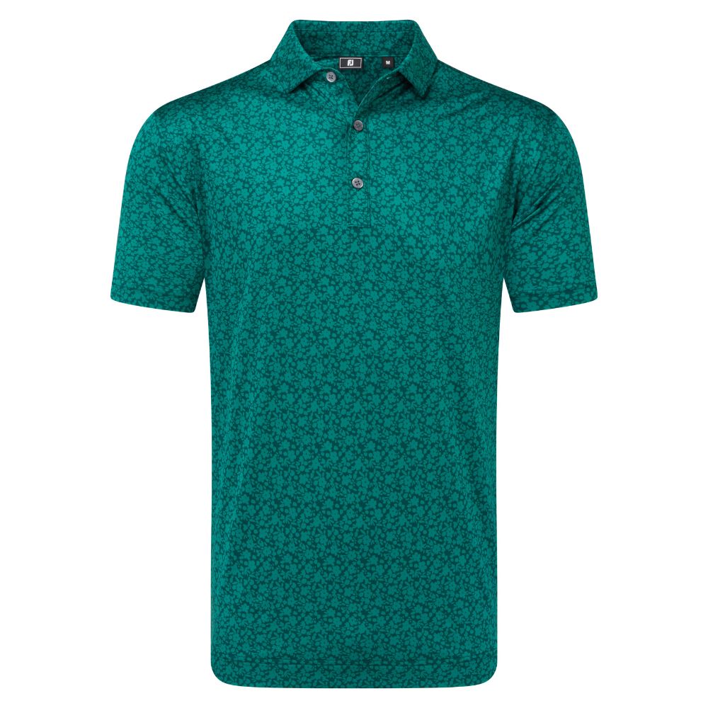 FootJoy Painted Floral Lisle Golf Polo Shirt 2026 - 39352 Field Green M
