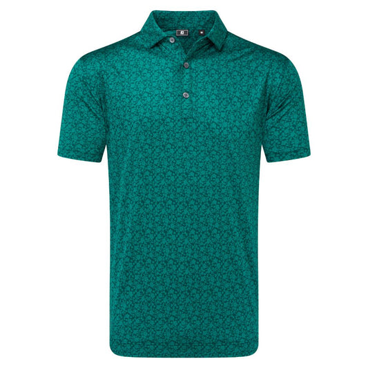 FootJoy Painted Floral Lisle Golf Polo Shirt 2026 - 39352 Field Green M