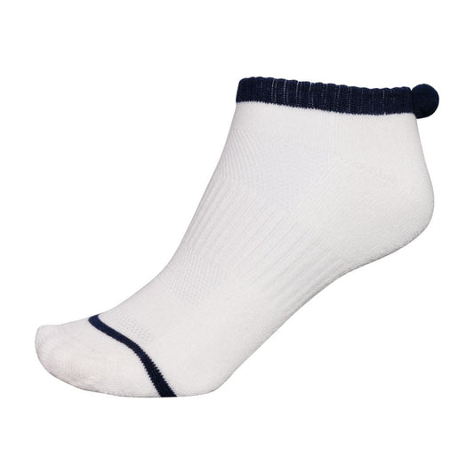 FootJoy ProDry Performance Golf Comfort Pom Pom Socks - 11501 White / Navy One Size (3-7)