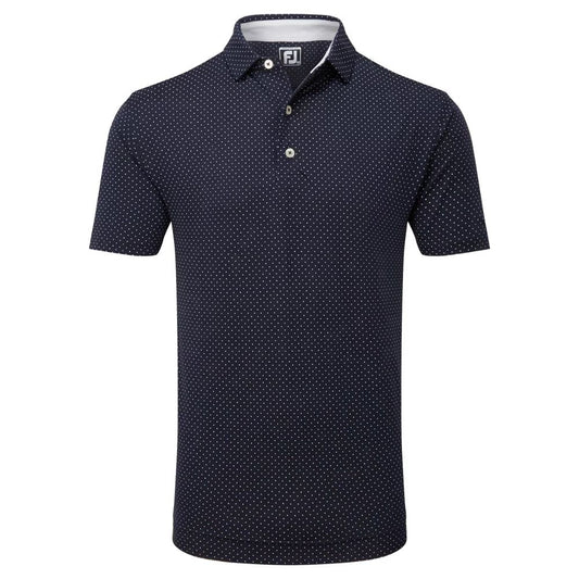 FootJoy Stretch Lisle Dot Print Golf Polo Shirt 2025 - 81675 Navy / White M