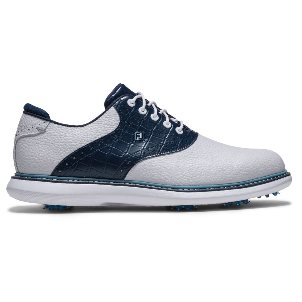 FootJoy Traditions Men's Spiked Golf Shoes 2026 - 57981 White / Navy / Blue 6