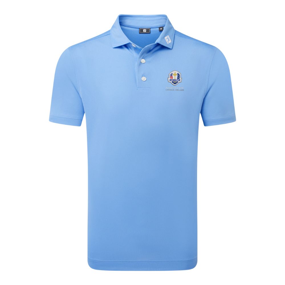 Footjoy Stretch Pique Solid Golf Polo Shirt - 2027 Adare Manor Ryder Cup Edition 91826C Light Blue S