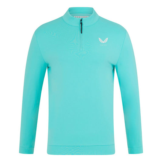 Castore Classic 1/4 Zip Mens Golf Pullover Top 2025 - GMC40686-041 Light Aqua / White 041 M