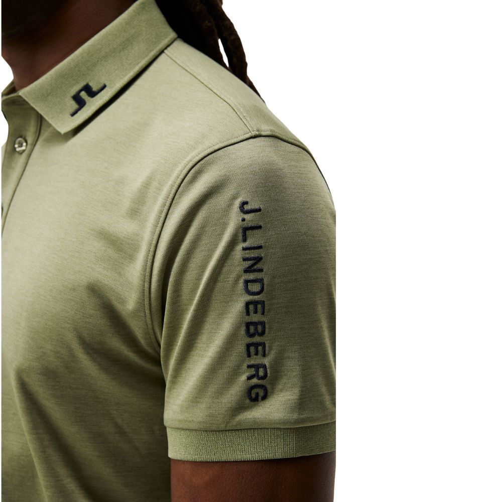 J.Lindeberg Tour Tech Regular Fit Golf Polo Shirt GMJT09157 Green Melange   