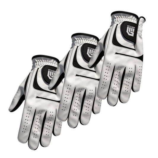 Get A Grip All Weather Leather Golf Glove - 3 Pack Left Hand (Right Handed Golfer) S