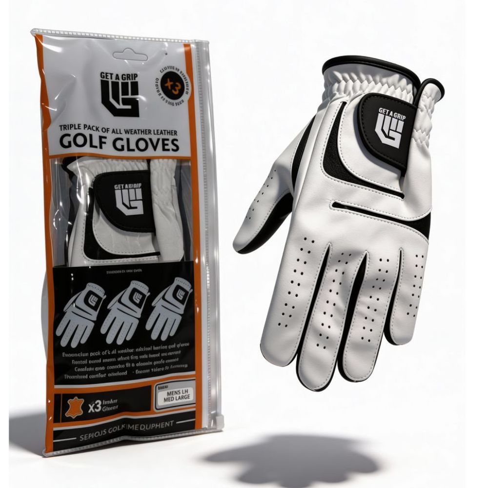 Get A Grip All Weather Leather Golf Glove - 3 Pack
