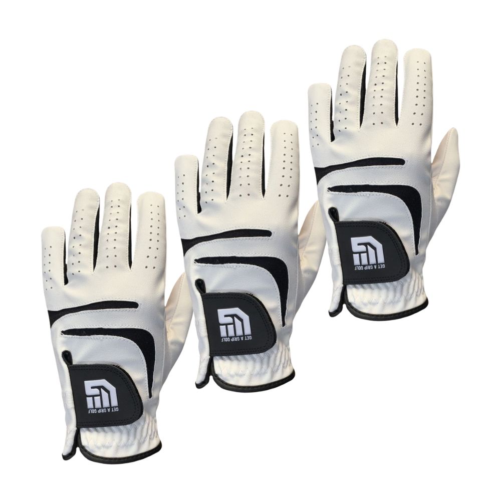 Get A Grip All Weather Leather Golf Glove - 3 Pack Left Hand (Right Handed Golfer) S
