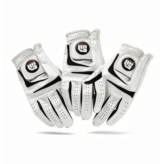Get A Grip Leather Combo Golf Glove - 3 Pack Left Hand (Right Handed Golfer) S