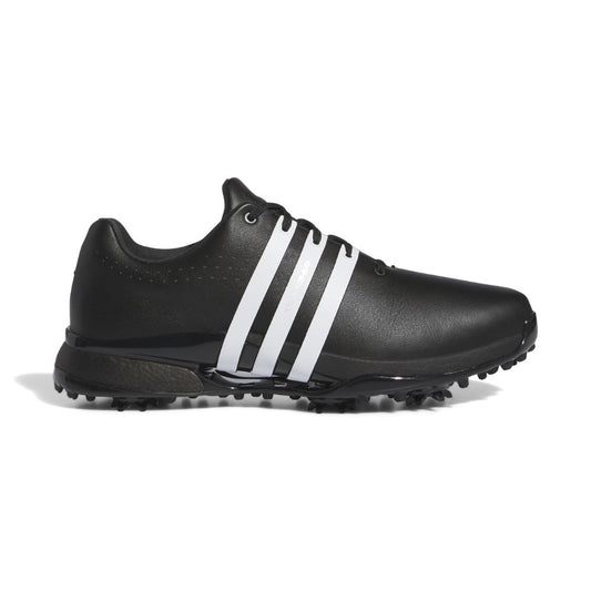 adidas Tour 360 Mens Leather Spiked Golf Shoes - IF0250 Wide Fit Core Black / White / Core Black 7 Wide