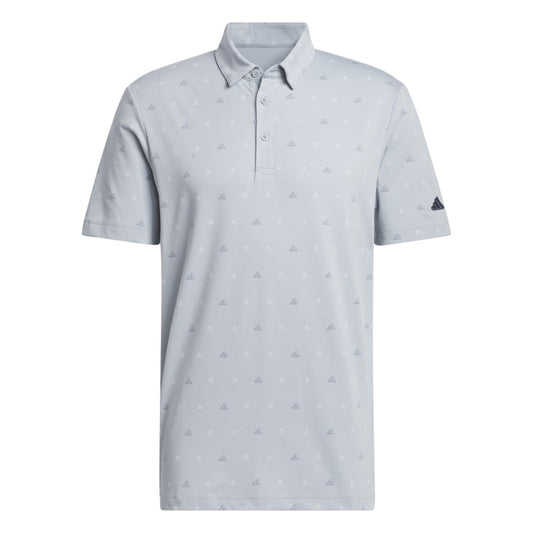 adidas Go-To Mini Crest Print Golf Polo Shirt - IS7332 Light Grey M