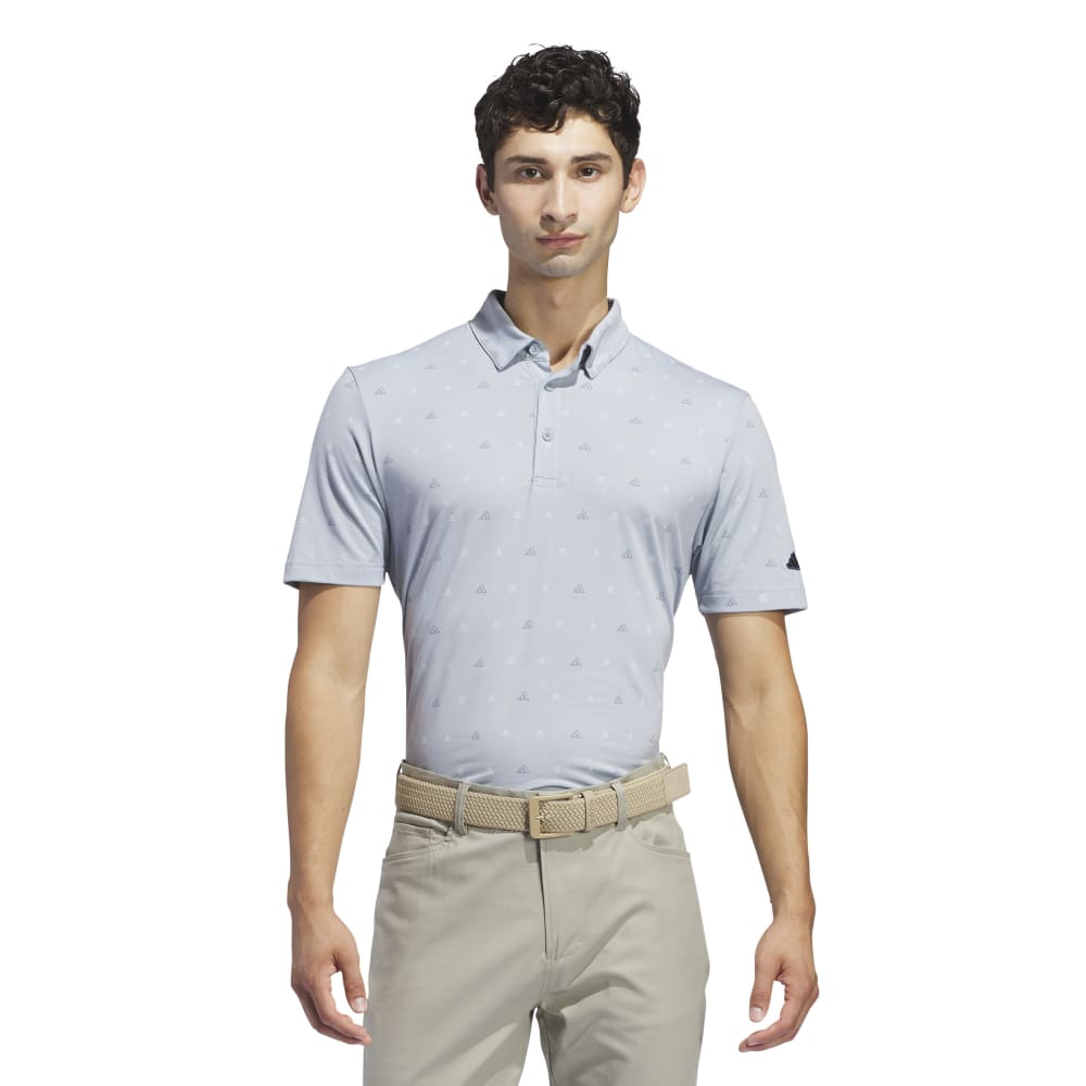 adidas Golf Go-To Mini Crest Print Polo Shirt IS7332   