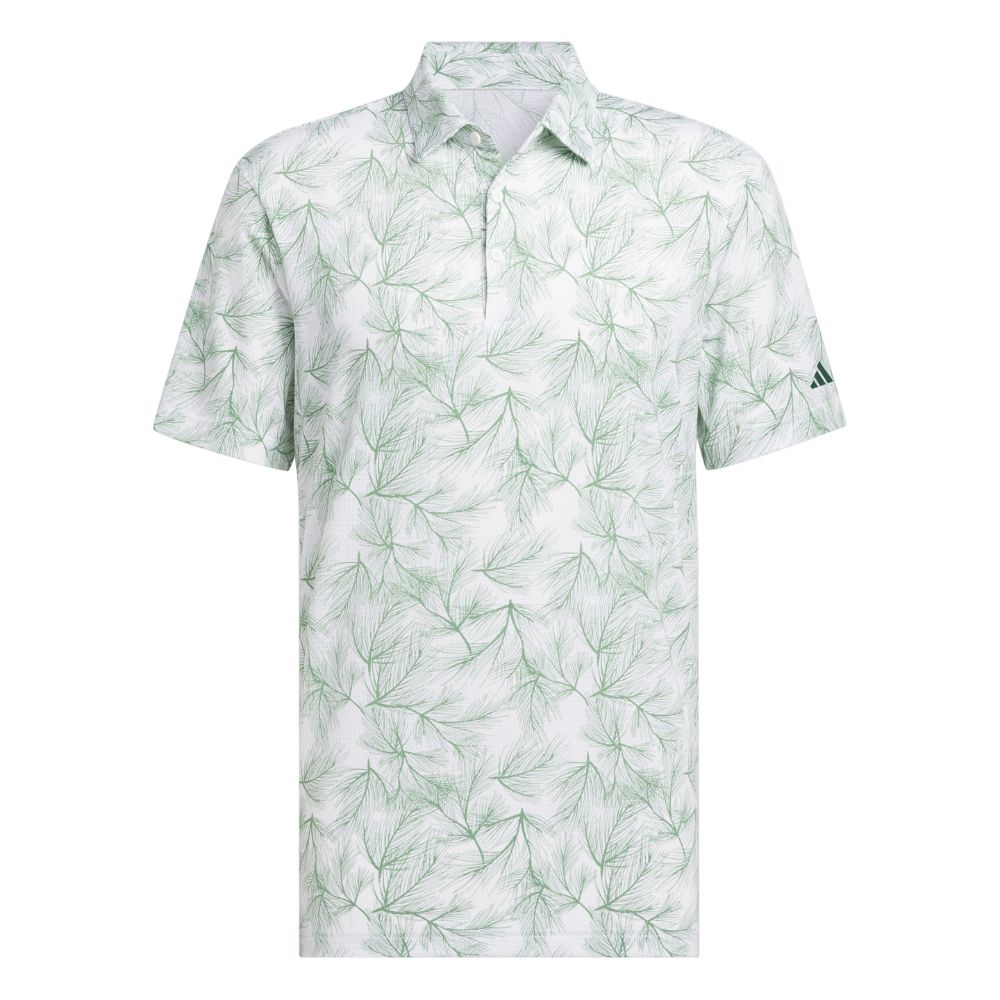 adidas Ultimate365 Mesh Print Golf Polo Shirt - IT0157 White / Preloved Green M
