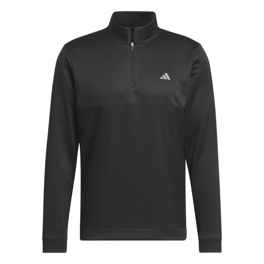 adidas Golf Textured 1/4 Zip Pullover Top IU4696 Black M 