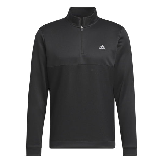 adidas Textured 1/4 Zip Golf Pullover Top IU4696 Black M