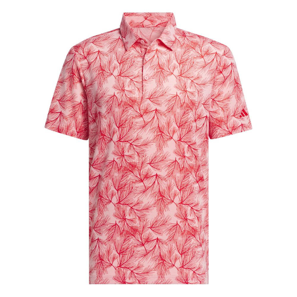 adidas Ultimate365 Mesh Print Golf Polo Shirt - IW1408 Semi Pink Spark / Better Scarlet M