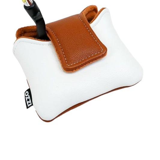 IZZO Golf Premium Spider Mallet Putter Headcover - White / Camel White / Camel