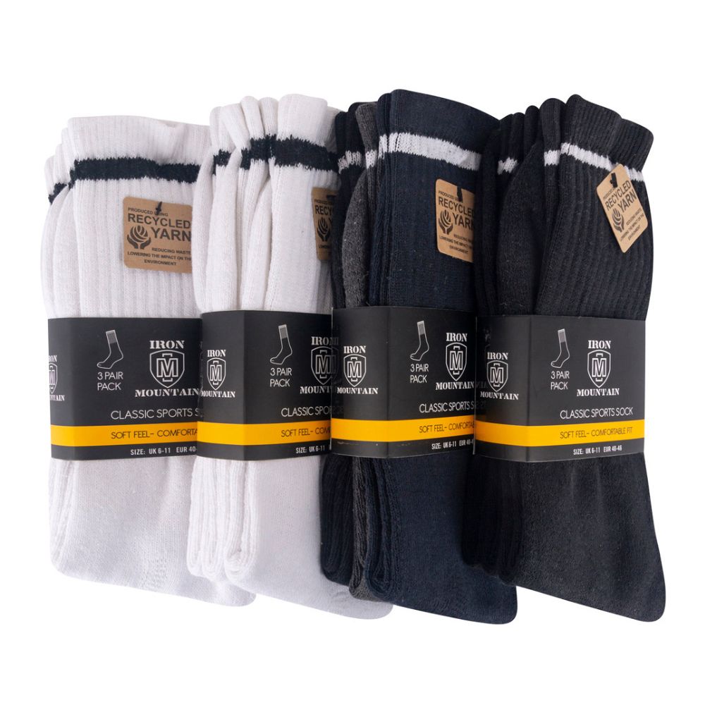 Iron Mountain Men's Crew Sport Socks - 12 Pairs