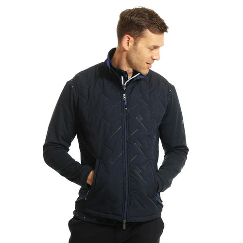 Island Green Heat-Welding Quilted Mens Golf Gilet - Navy