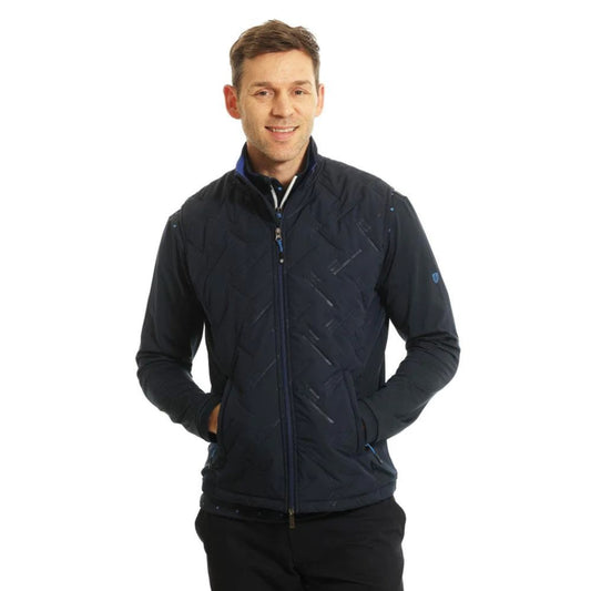 Island Green Heat-Welding Quilted Mens Golf Gilet - Navy