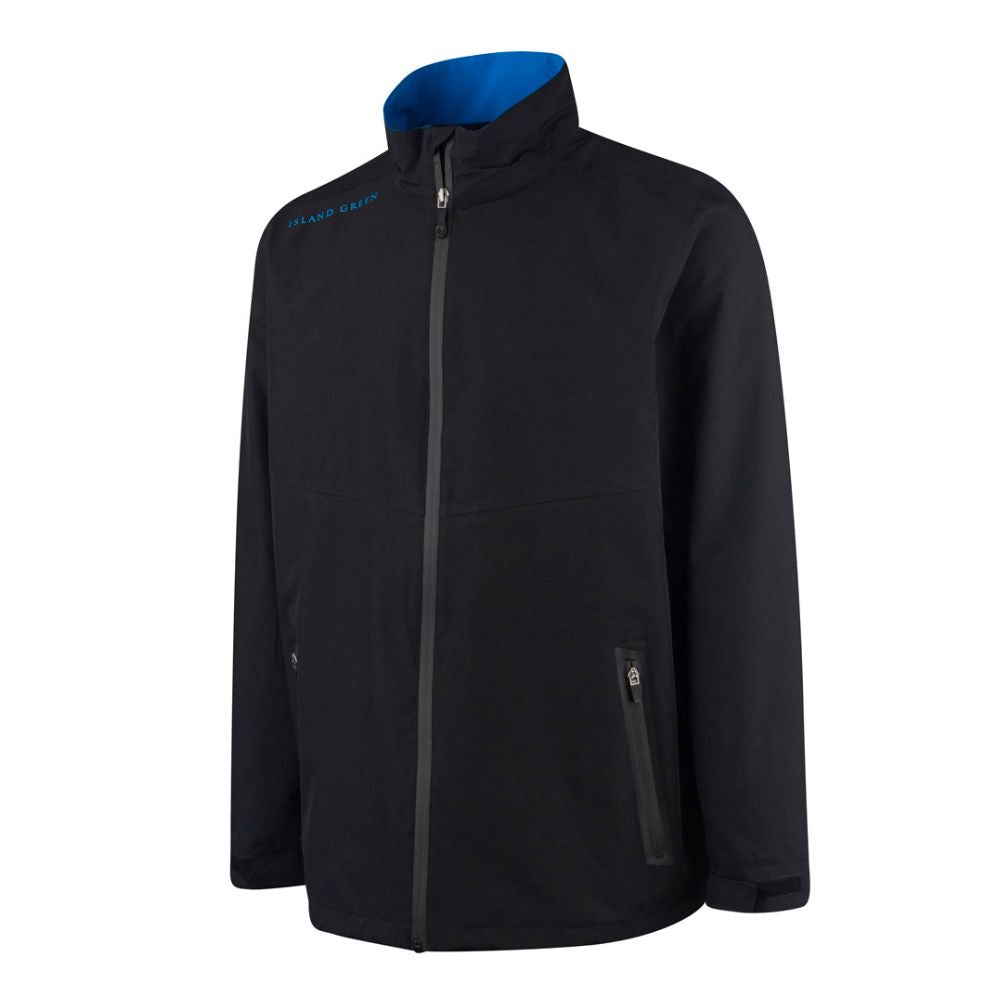 Island Green Waterproof Men's Stretch Golf Jacket Black / Blue Size Options