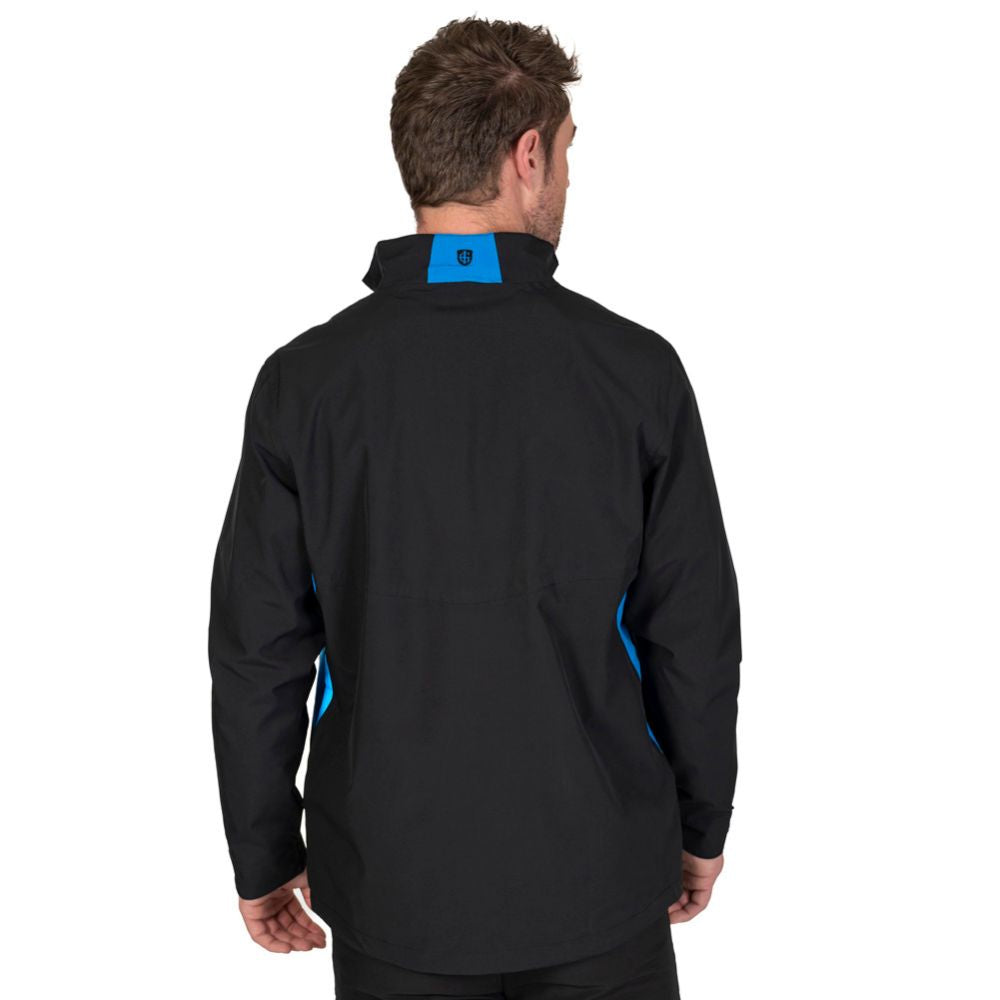 Island Green Waterproof Men's Stretch Golf Jacket - Black / Turquoise