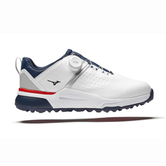 Mizuno Hazard Enerzy BOA Spikeless Golf Shoes 2025 - White / Dress Blue White / Dress Blue 8