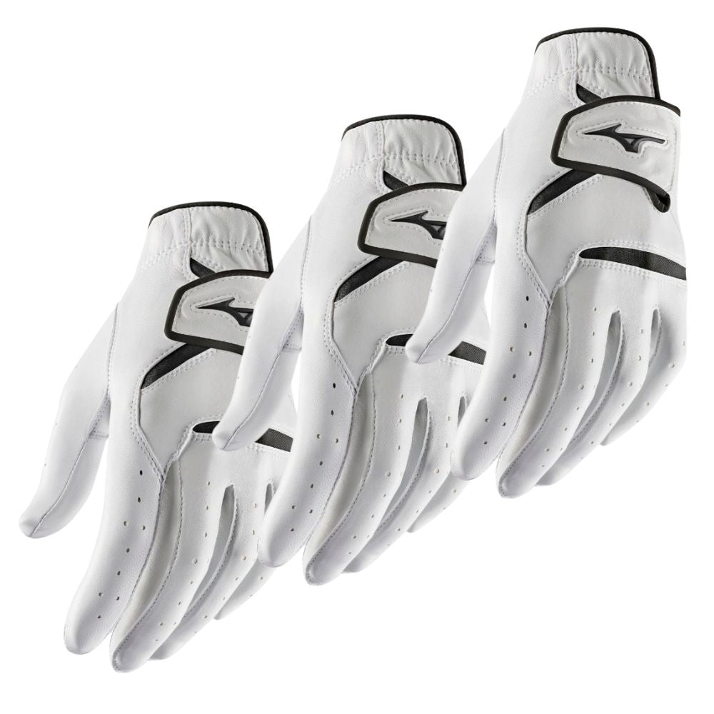 Mizuno JPX Leather Golf Glove - White - 3 For 2 Offer