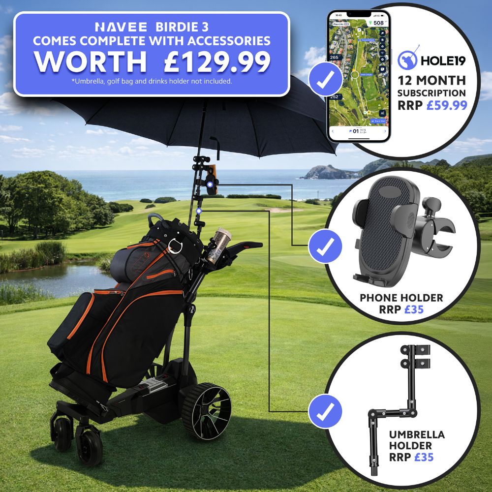 NAVEE Birdie 3X Electric Follow Golf Trolley - 36 Hole Battery - PREORDER