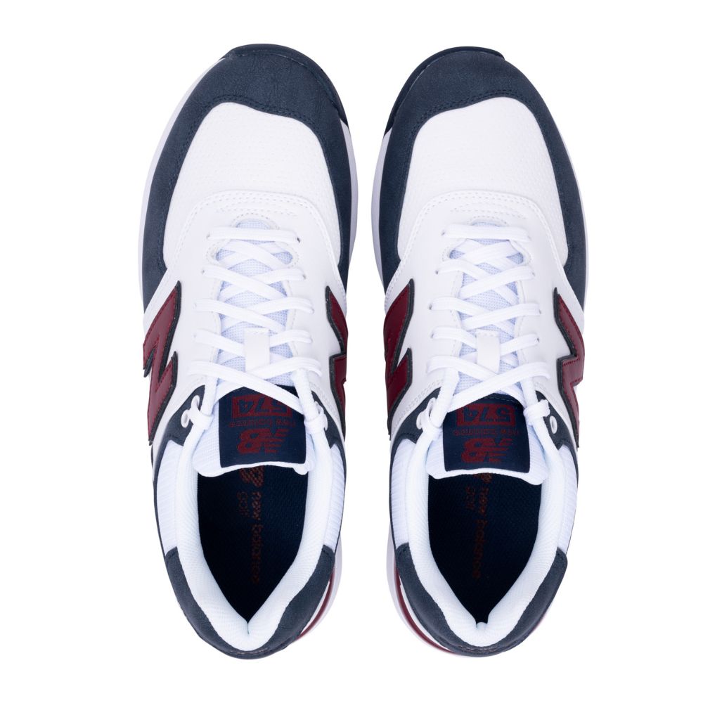 New Balance 574 Greens V2 Mens Spikeless Golf Shoes 2025 - White / Navy / Red