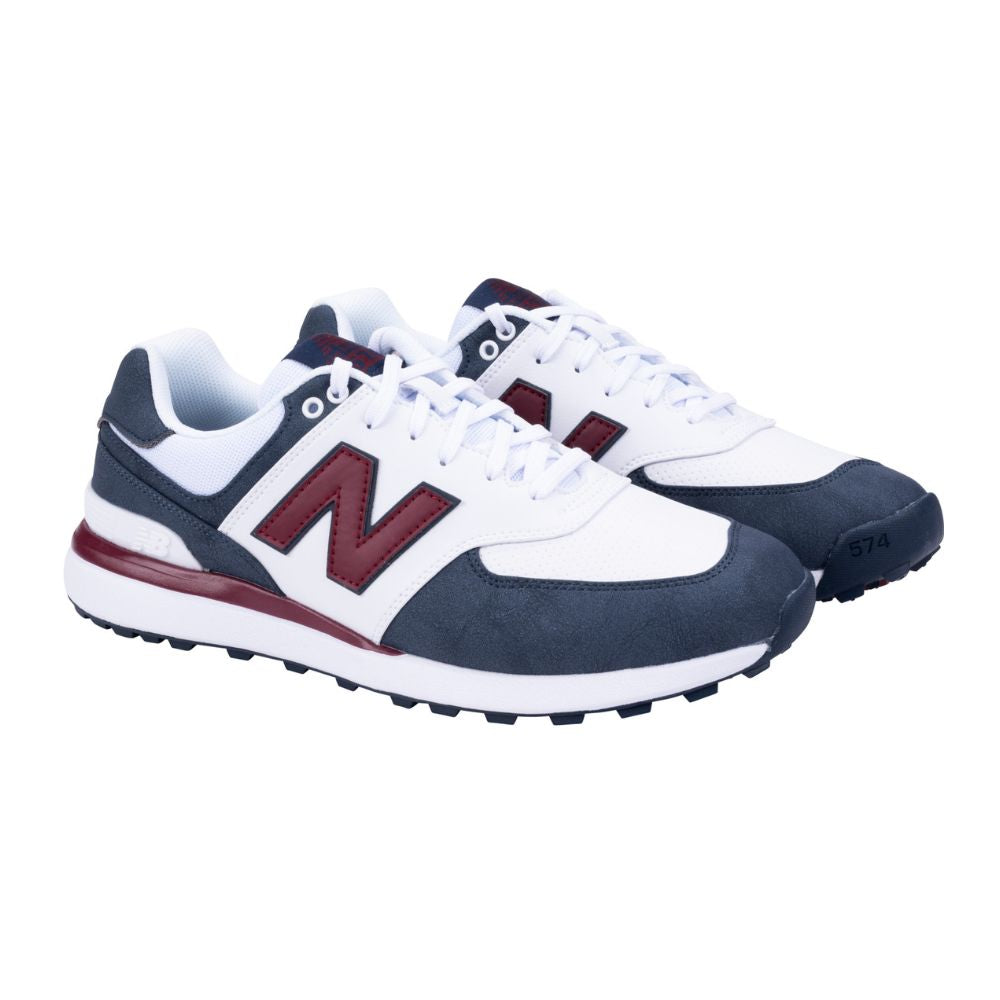 New Balance 574 Greens V2 Mens Spikeless Golf Shoes 2025 - White / Navy / Red