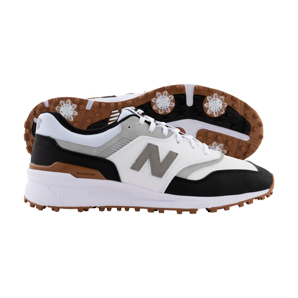 New Balance Men's 997 Spiked Golf Shoes 2026 - White / Black White / Black 8