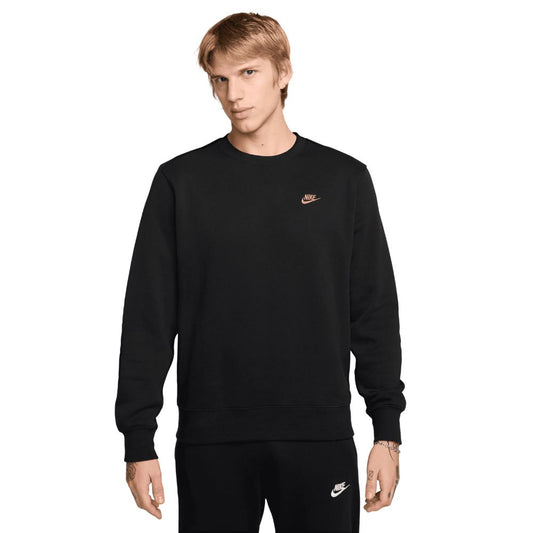 Nike Club Fleece Crew Mens Pullover Golf Top 2025 - FN3886-011 Black / Pinksicle 011 M