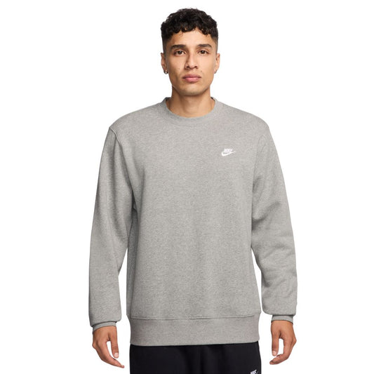 Nike Club Fleece Crew Mens Pullover Golf Top 2025 - FN3886-063 Dark Grey Heather / White 063 M