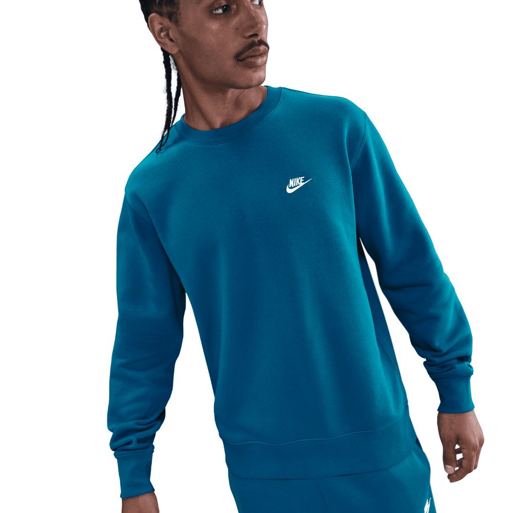Nike Club Fleece Crew Mens Pullover Golf Top 2025 - FN3886-301 Green Abyss / White 301 M