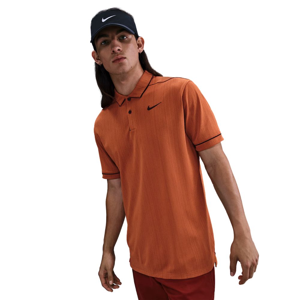 Nike Dri-FIT Victory + Novelty Golf Polo Shirt 2025 - FZ7450-802 Desert Orange / Burgundy Crush 802 M