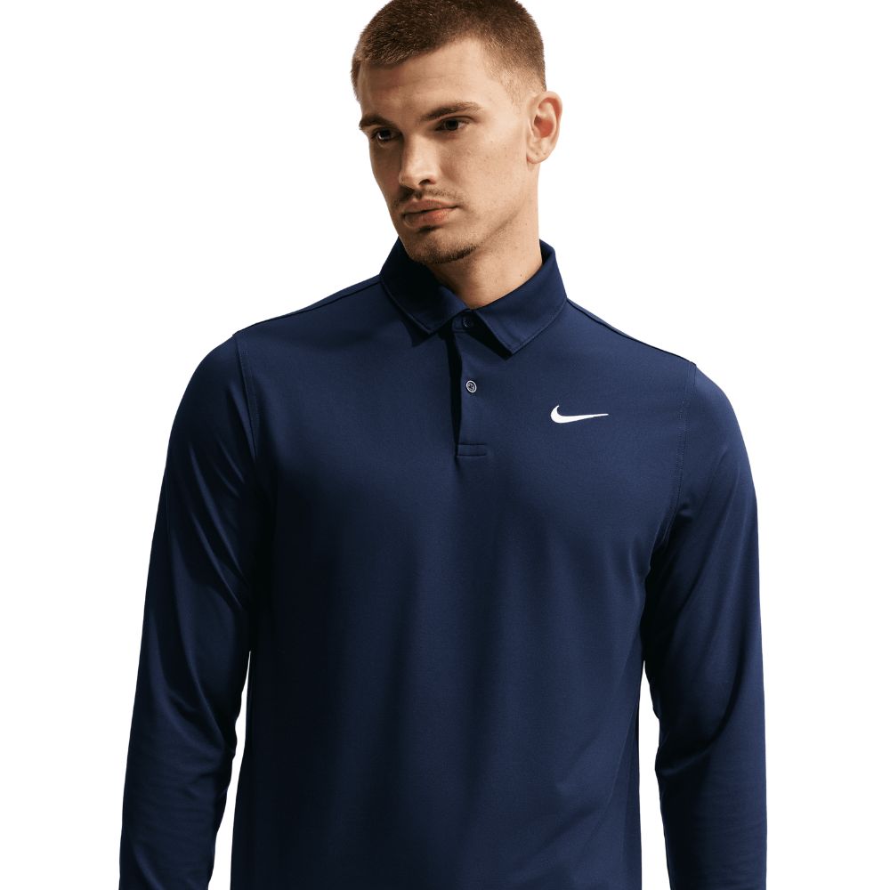 Nike Dri-Fit Velocity Solid Long Sleeved Golf Polo 2026 - IB0239-419 College Navy / White M