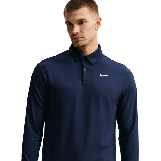 Nike Dri-Fit Velocity Solid Long Sleeved Golf Polo 2026 - IB0239-419 College Navy / White M