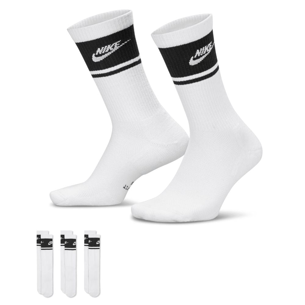 Nike Everyday Elevated Futura 3pk Crew Golf Socks 2026 - IM7949-901 White / Black L