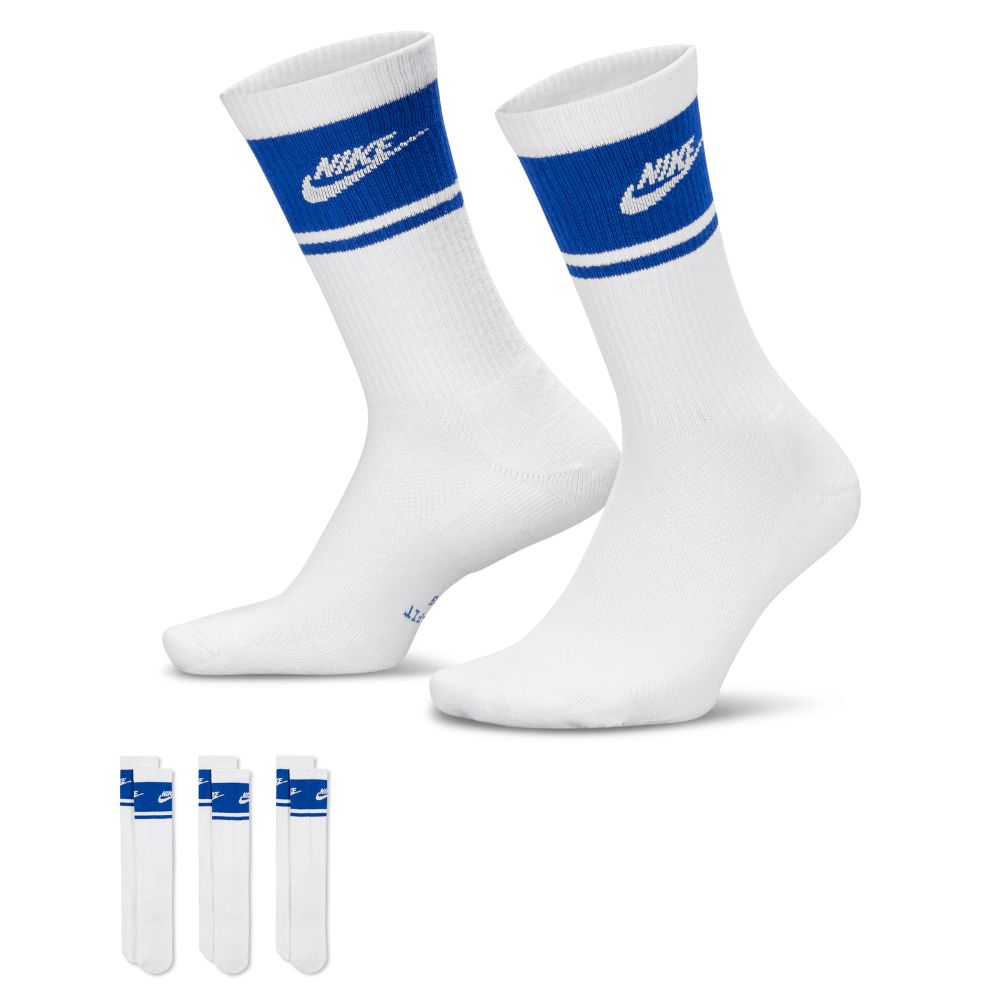 Nike Everyday Elevated Futura 3pk Crew Golf Socks 2026 - IM7949-904 White / Game Royal L