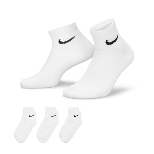 Nike Everyday Lightweight Ankle Golf Socks - SX7677-100 - 3 Pack White / Black 100 L