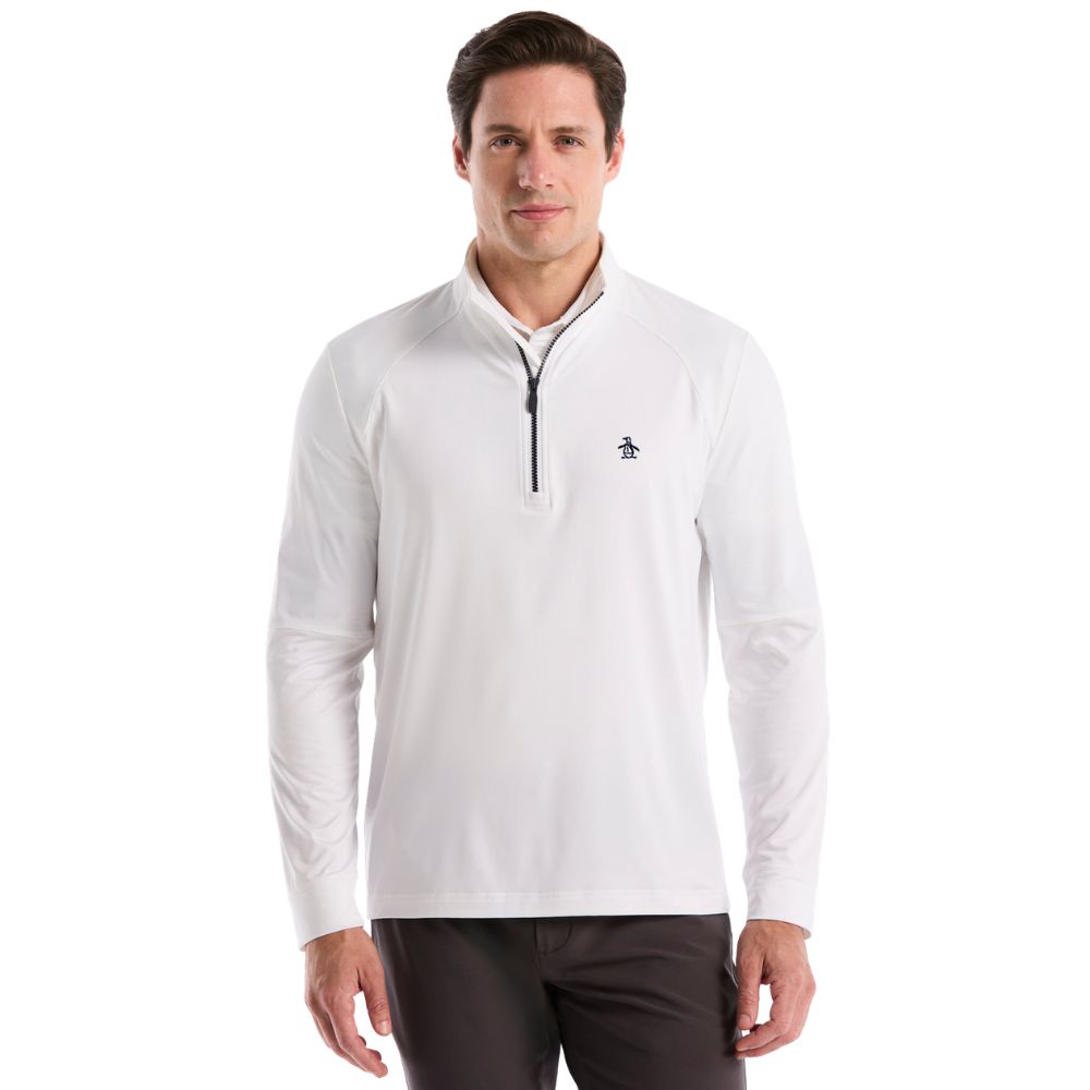 Original Penguin 1/4 Zip Mixed Media Golf Pullover Top 2026 - OGKSG049-118 Bright White 118 M