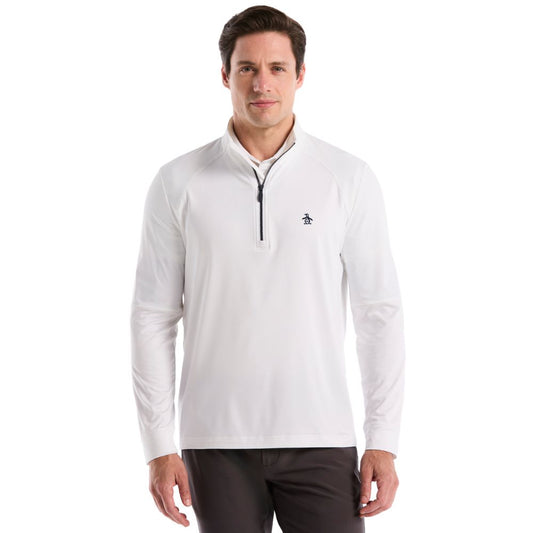 Original Penguin 1/4 Zip Mixed Media Golf Pullover Top 2026 - OGKSG049-118 Bright White 118 M
