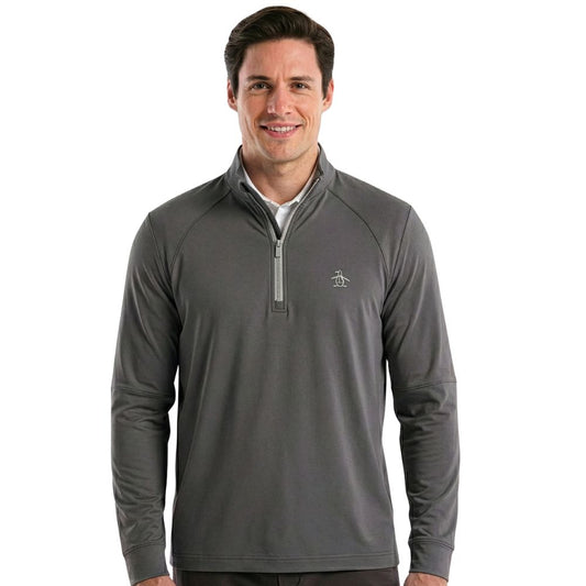Original Penguin 1/4 Zip Mixed Media Golf Pullover Top 2026 - OGKSG049-39 Quiet Shade 39 M